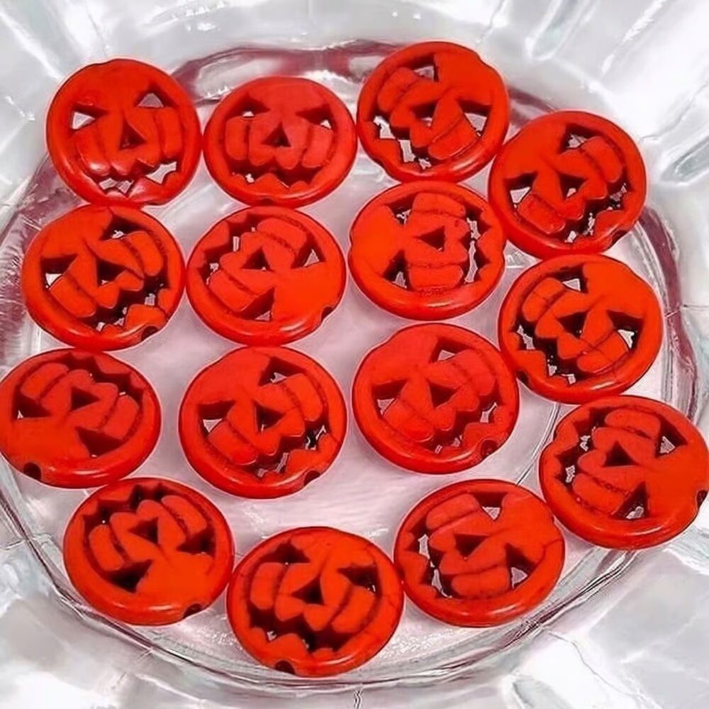 15pcs Halloween Pumpkin Stone Bead #17841